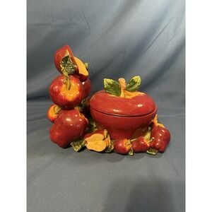 Vibrant Apple Candy Dish Large Fall Decor Rare HTF